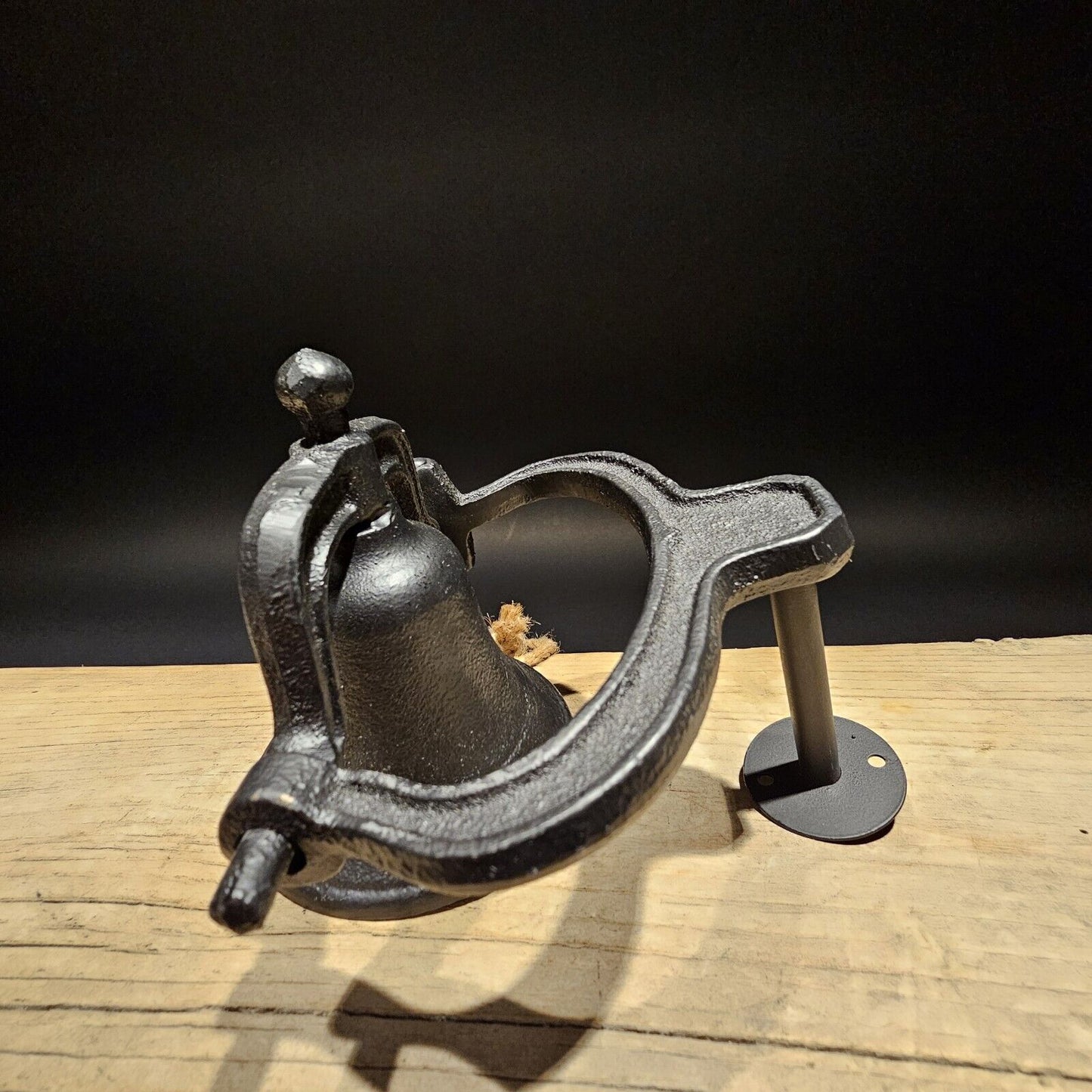 Antique Vintage Style Black Wall Mount Cast Iron Farm Bell