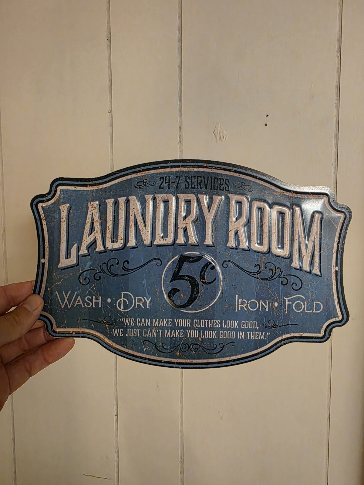 Metal Vintage Style Laundry Room Sign