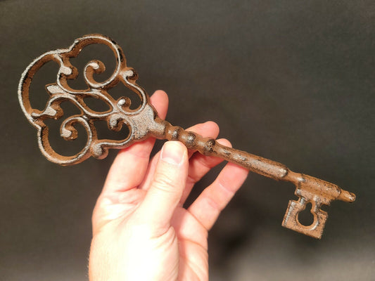 Antique Vintage Style Cast Iron Large Ornate Skeleton Key
