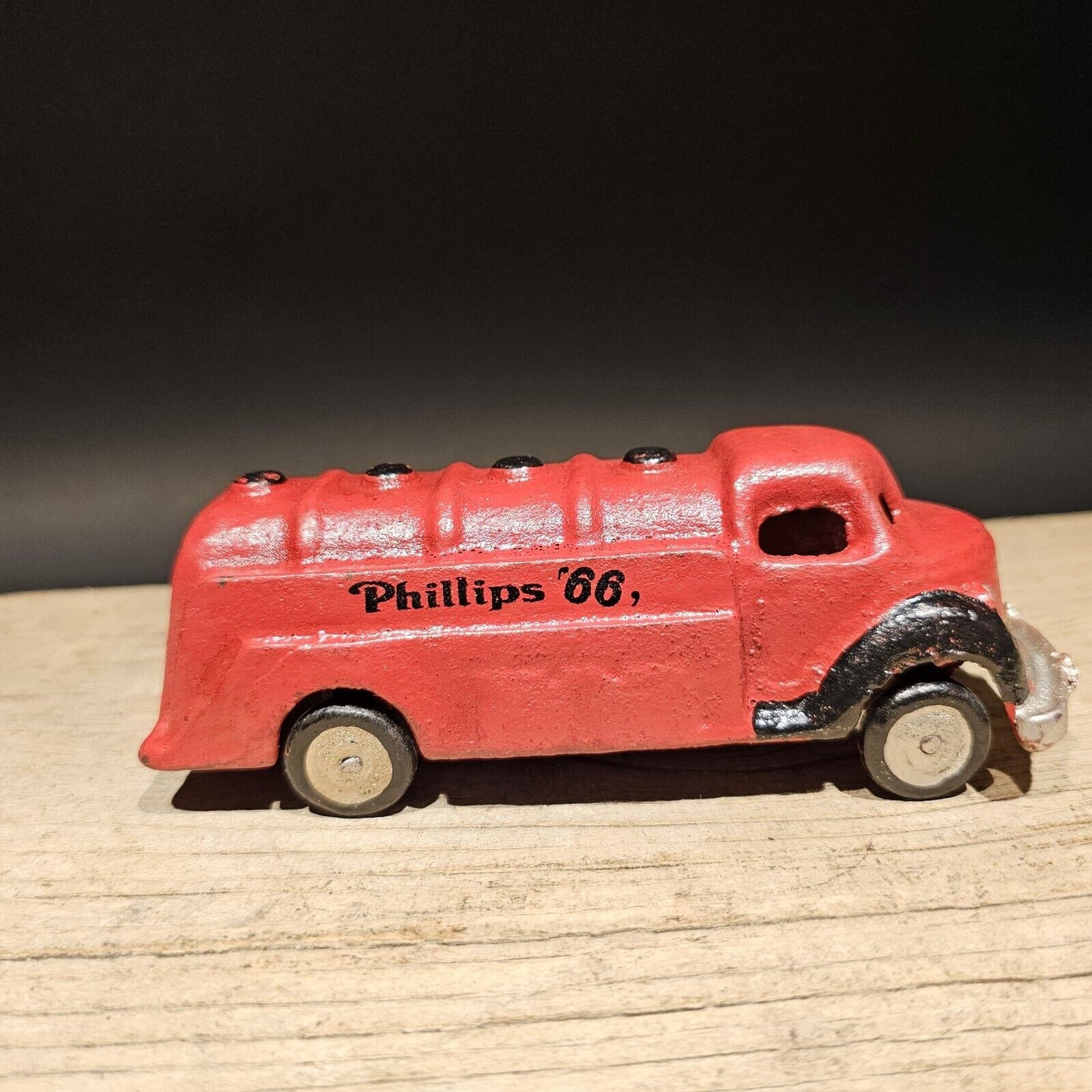 Vintage Style Red Cast Iron Toy Phillips 66 Car Delivery Van