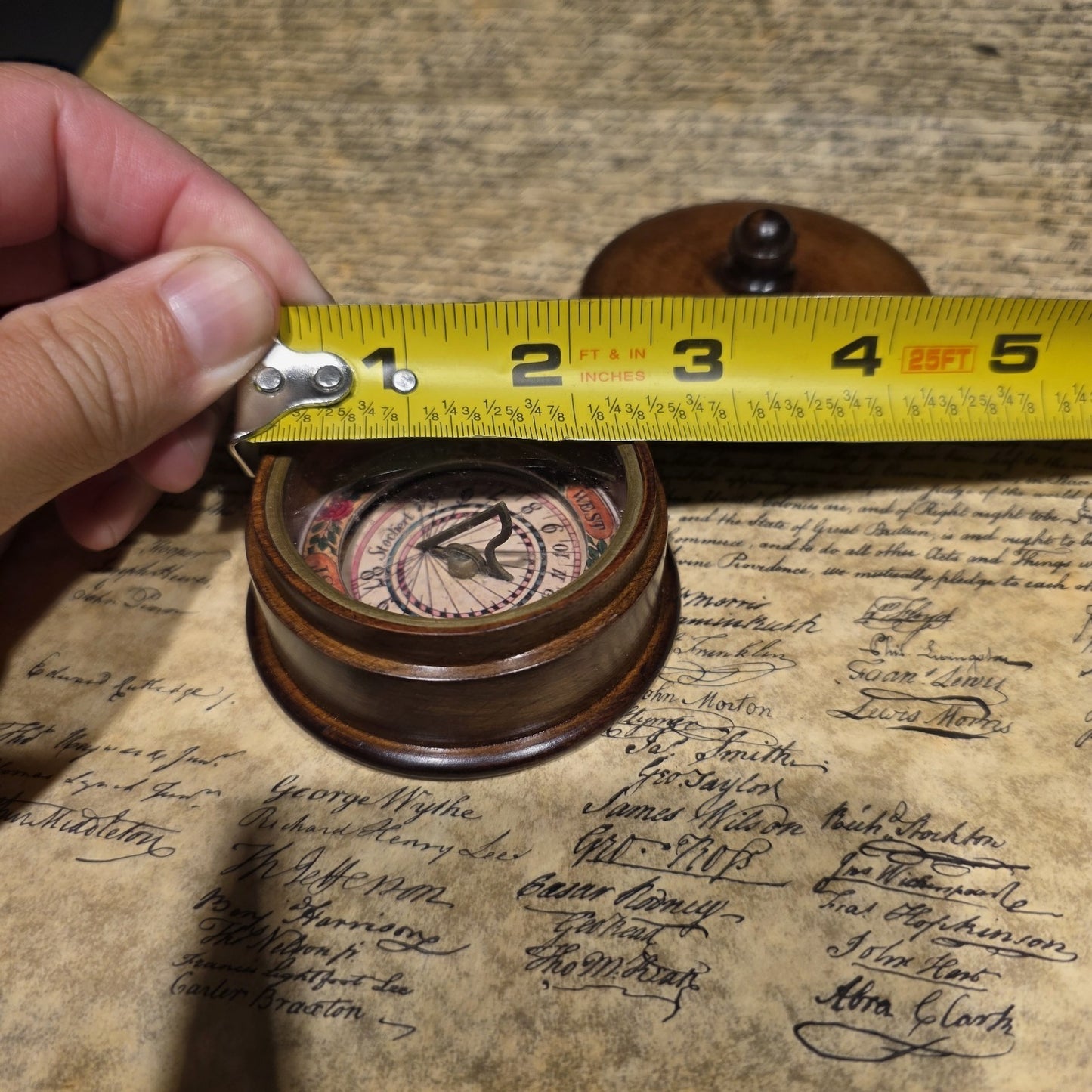 Wood Cased Sundial Compass – Vintage Style Nautical Instrument