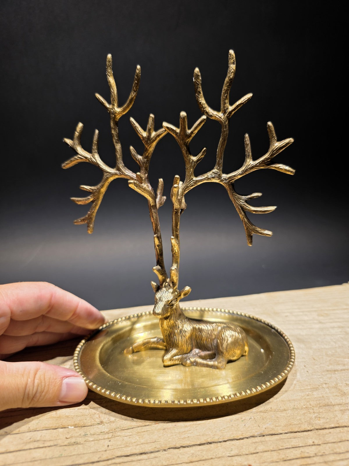 Antique Vintage Style Antique Brass Deer Jewelry Holder