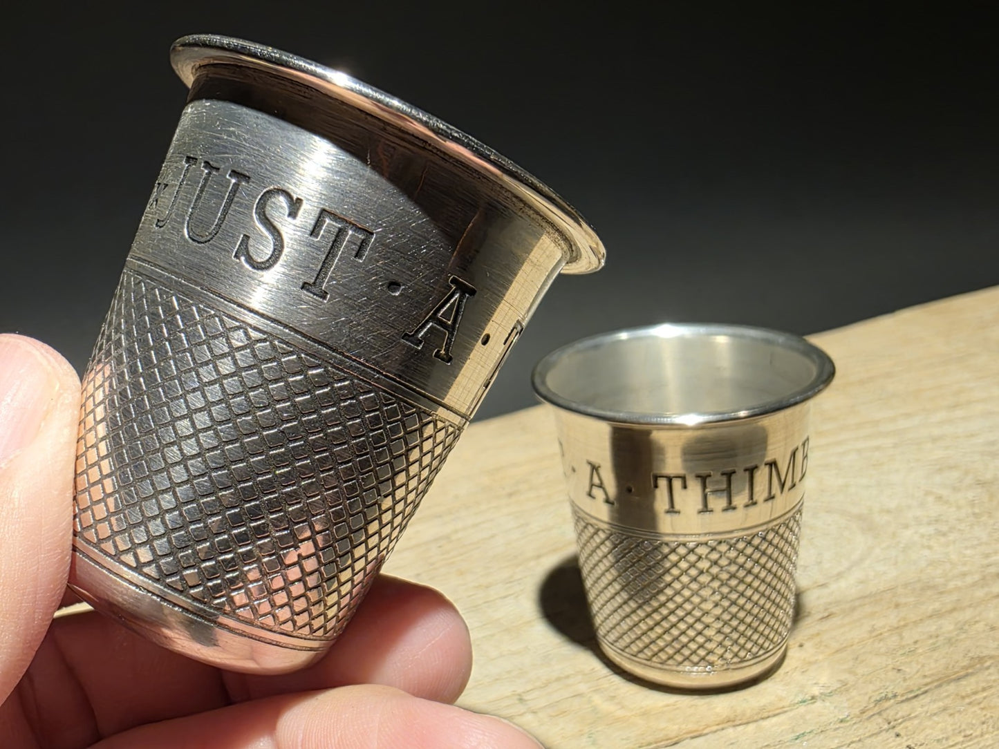 Vintage Style Metal Thimble Shot Glass Set