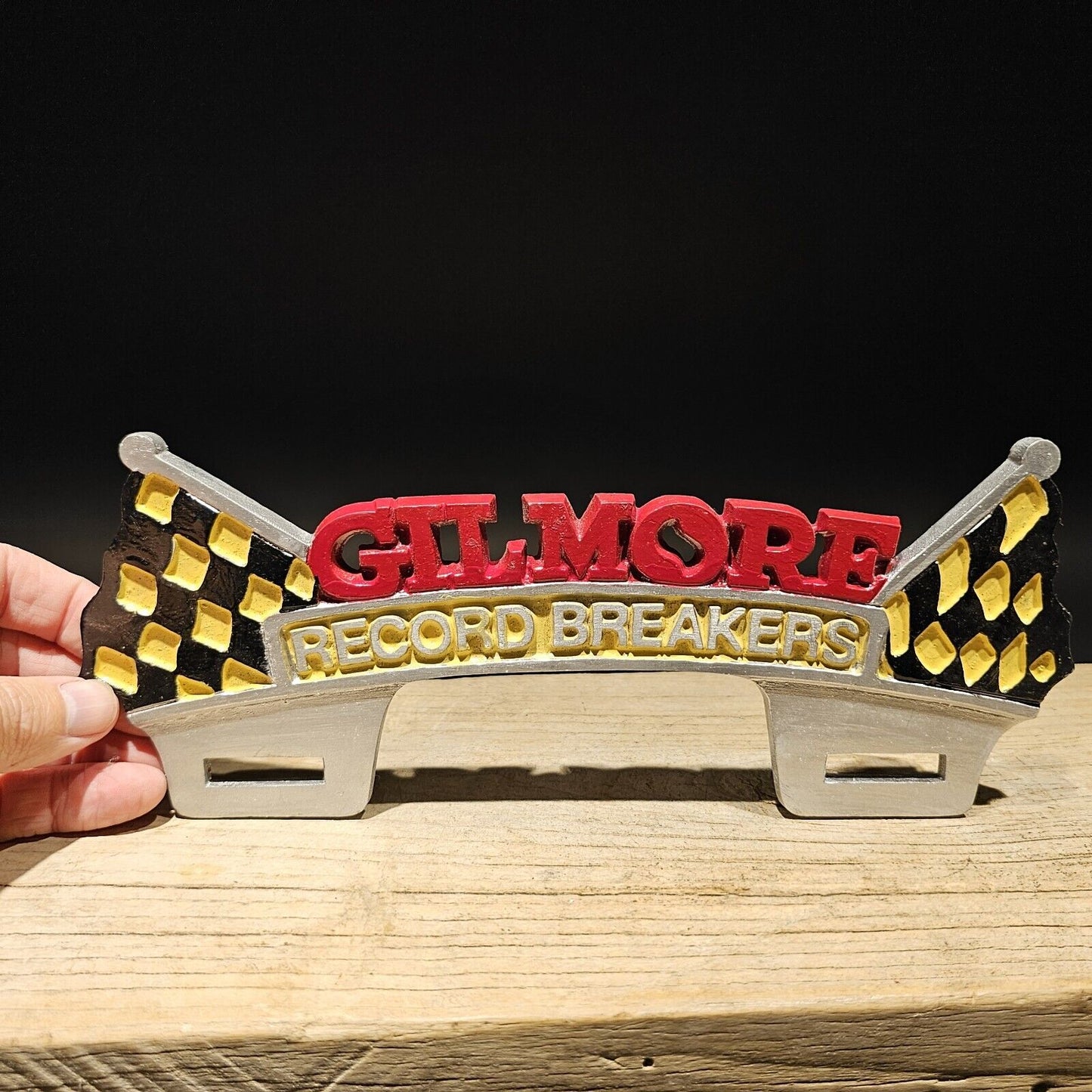 Vintage Style Aluminum Gilmore License Plate Fob Topper