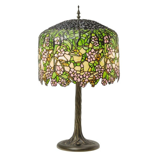 31.75" Cherry Blossoms Stained Glass Table Lamp