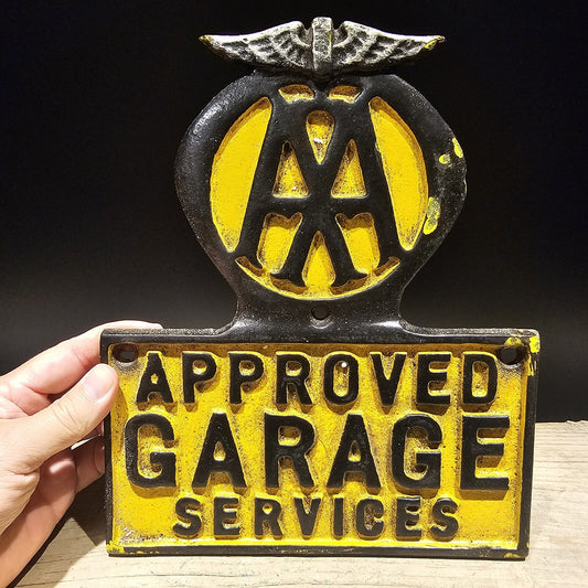 Antique Vintage Style Cast Iron AAA Approved Garage Sign Plaque