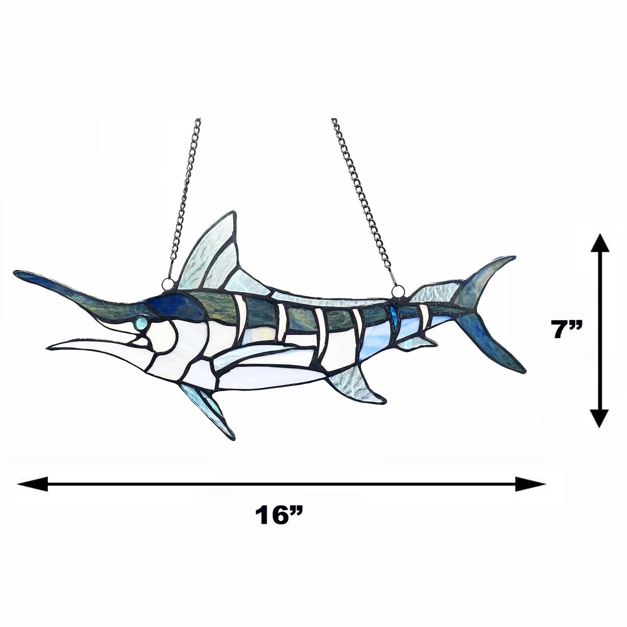 16" Stained Glass Sword Fish Marlin Window Hanging Panel Suncatcher