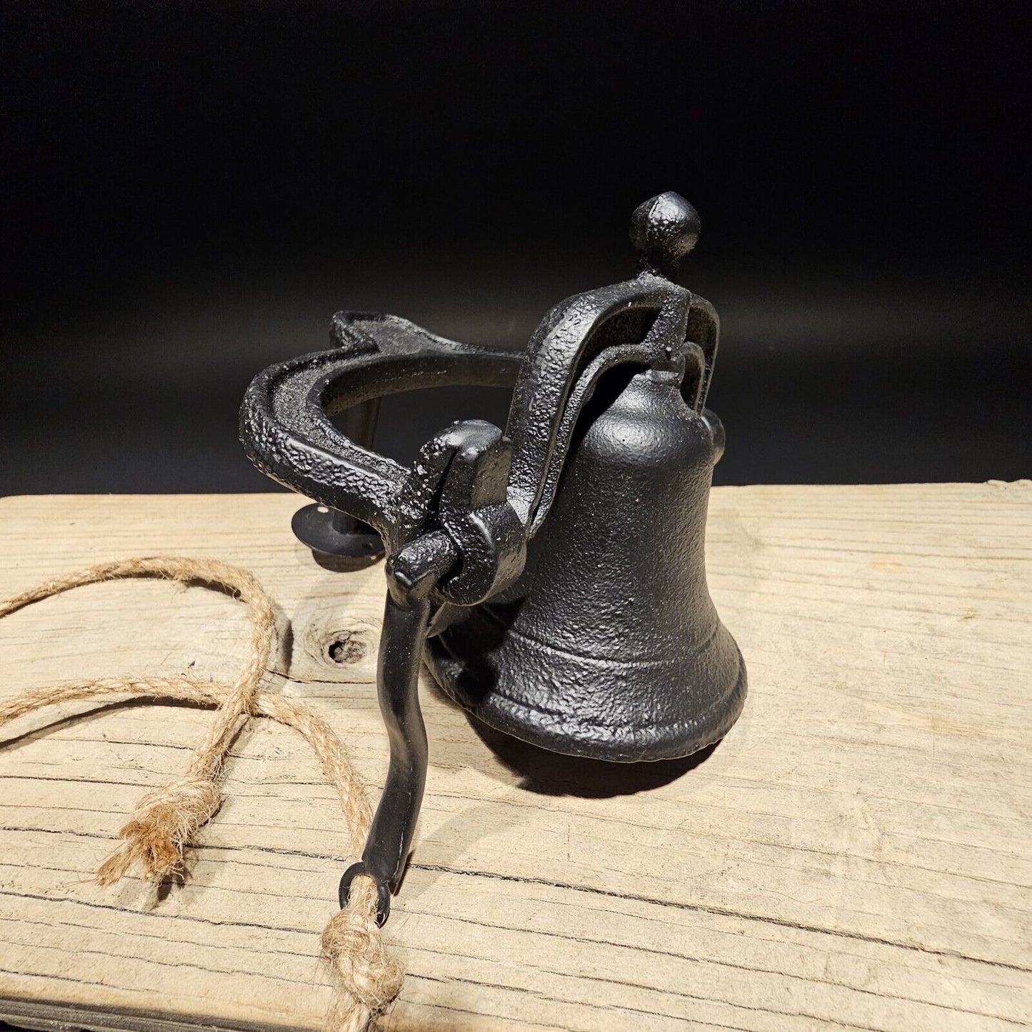 Antique Vintage Style Black Wall Mount Cast Iron Farm Bell