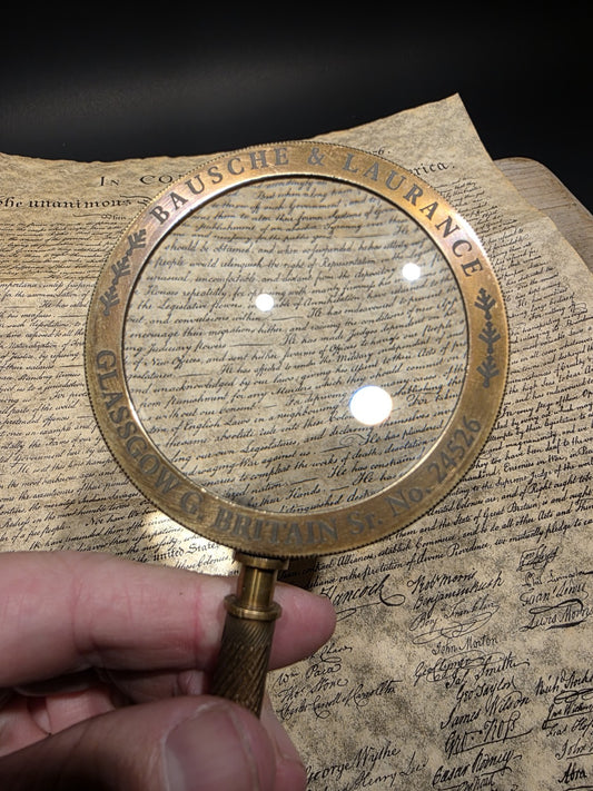 8 1/2" Bausch & Laurance Brass Reading Magnifier – Classic Optical Instrument
