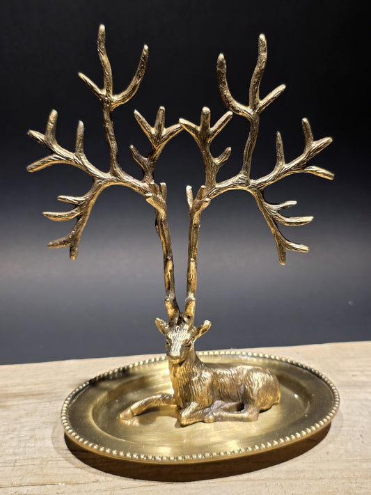 Antique Vintage Style Antique Brass Deer Jewelry Holder