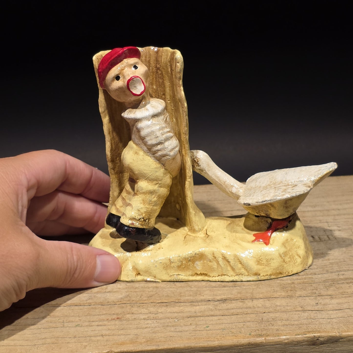Antique Style Cast Iron Folk Art Boy & Goose Figurine
