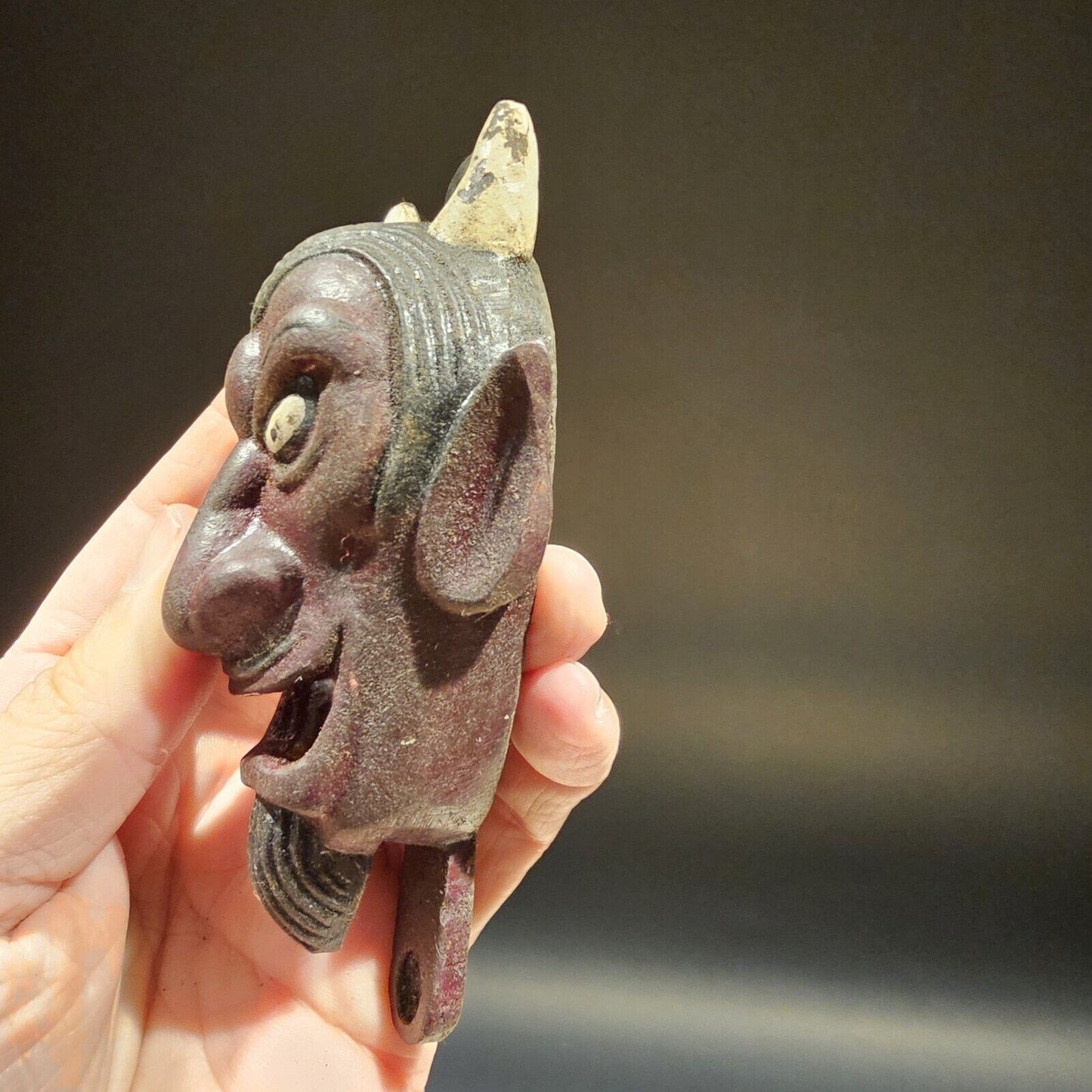 Antique Vintage Style Cast Iron folk art Devil Wall mount Bottle Opener