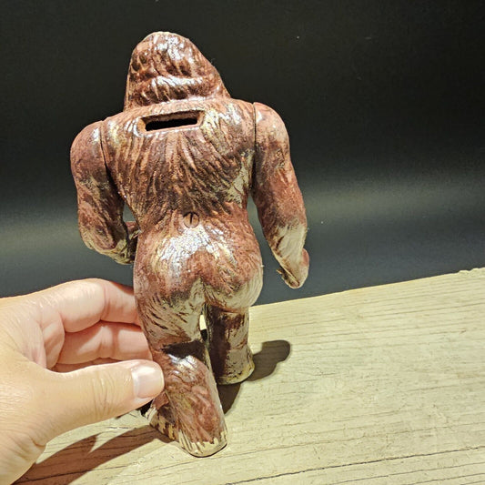 7 1/2" Antique Style Cast Iron Big Foot Sasquatch Coin Bank