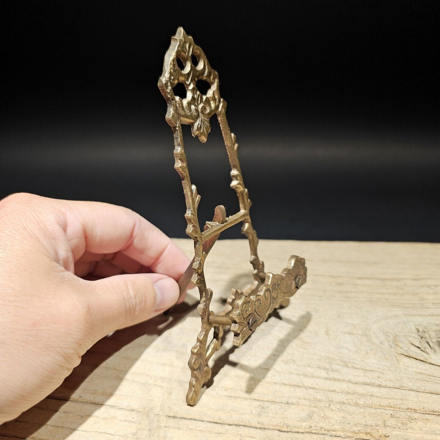 5" Vintage Antique Style Miniature Brass Desk Easel