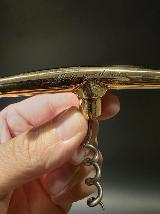 Vintage Style Brass & Iron Corkscrew Engraved