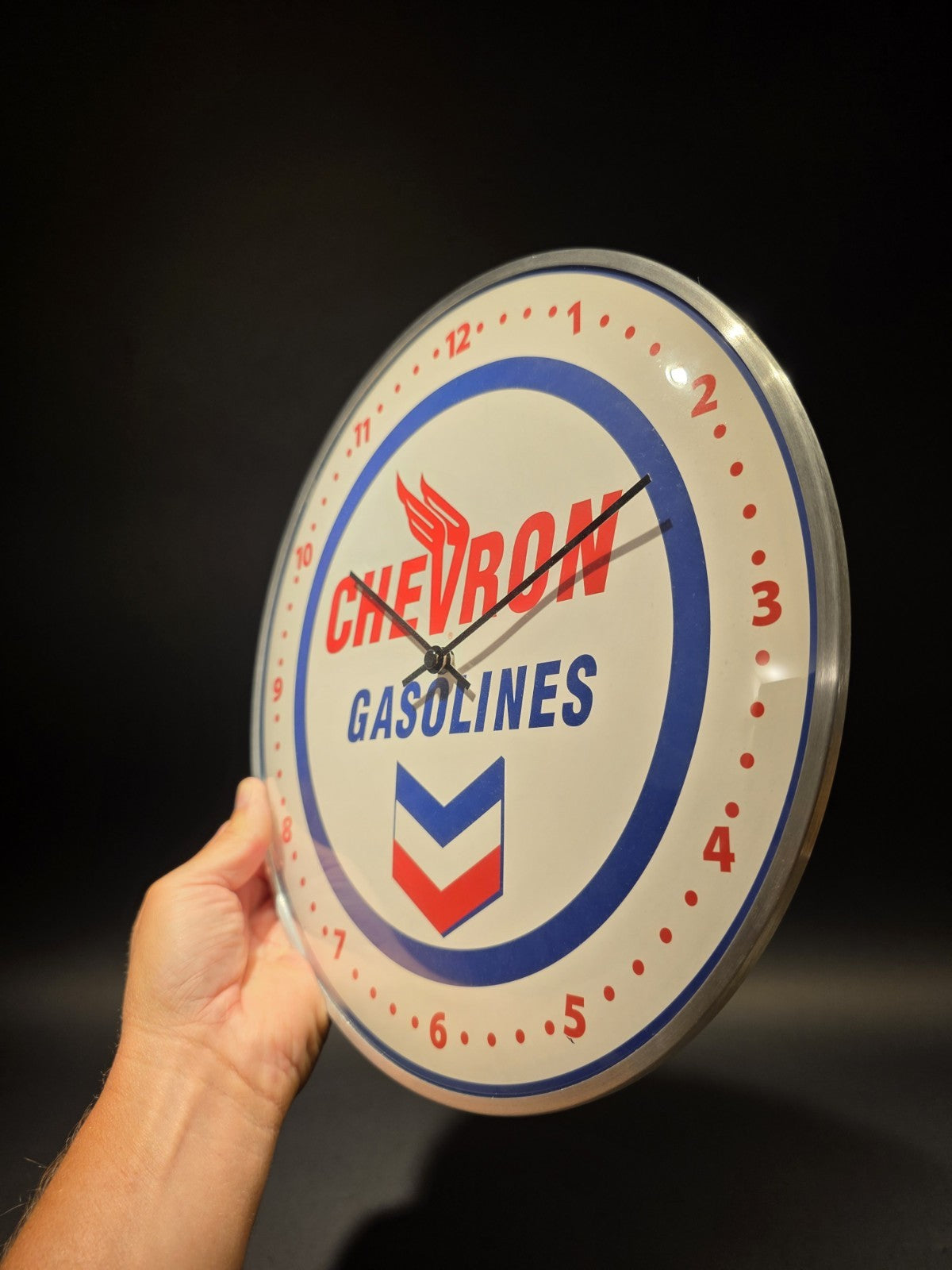 12" Antique Vintage Style Round Chevron Gasoline Oil Wall Clock Sign