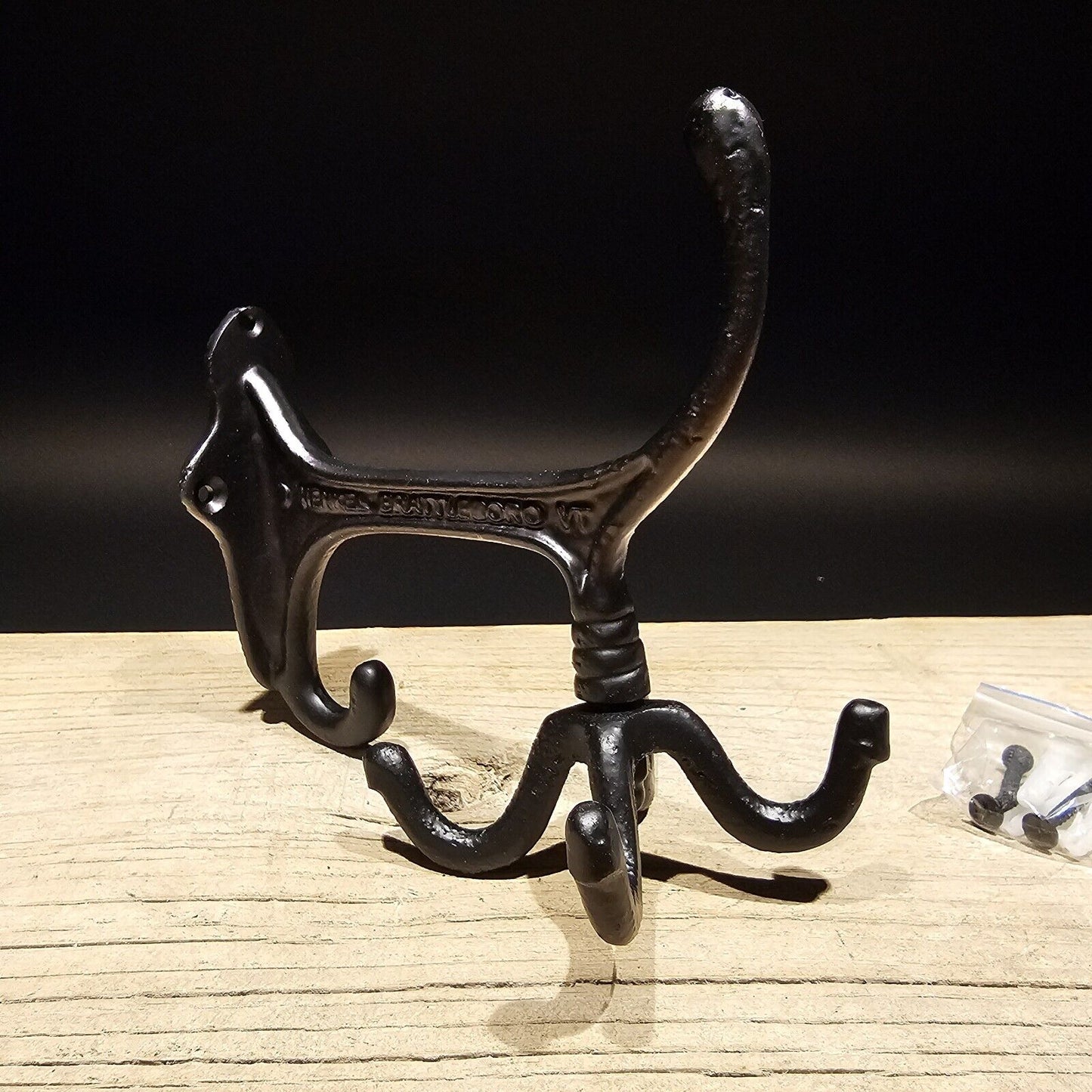 Antique Vintage Style BLACK Cast Iron Hook Rotating Spinning Coat Hanger