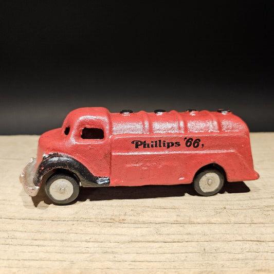 Vintage Style Red Cast Iron Toy Phillips 66 Car Delivery Van
