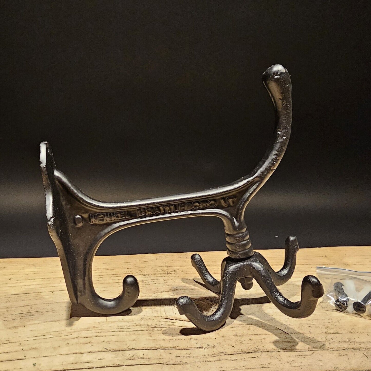 Antique Vintage Style BLACK Cast Iron Hook Rotating Spinning Coat Hanger