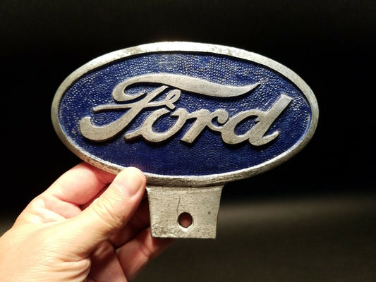 Antique Vintage Style Cast Aluminum Ford Car License Plate Fob Topper