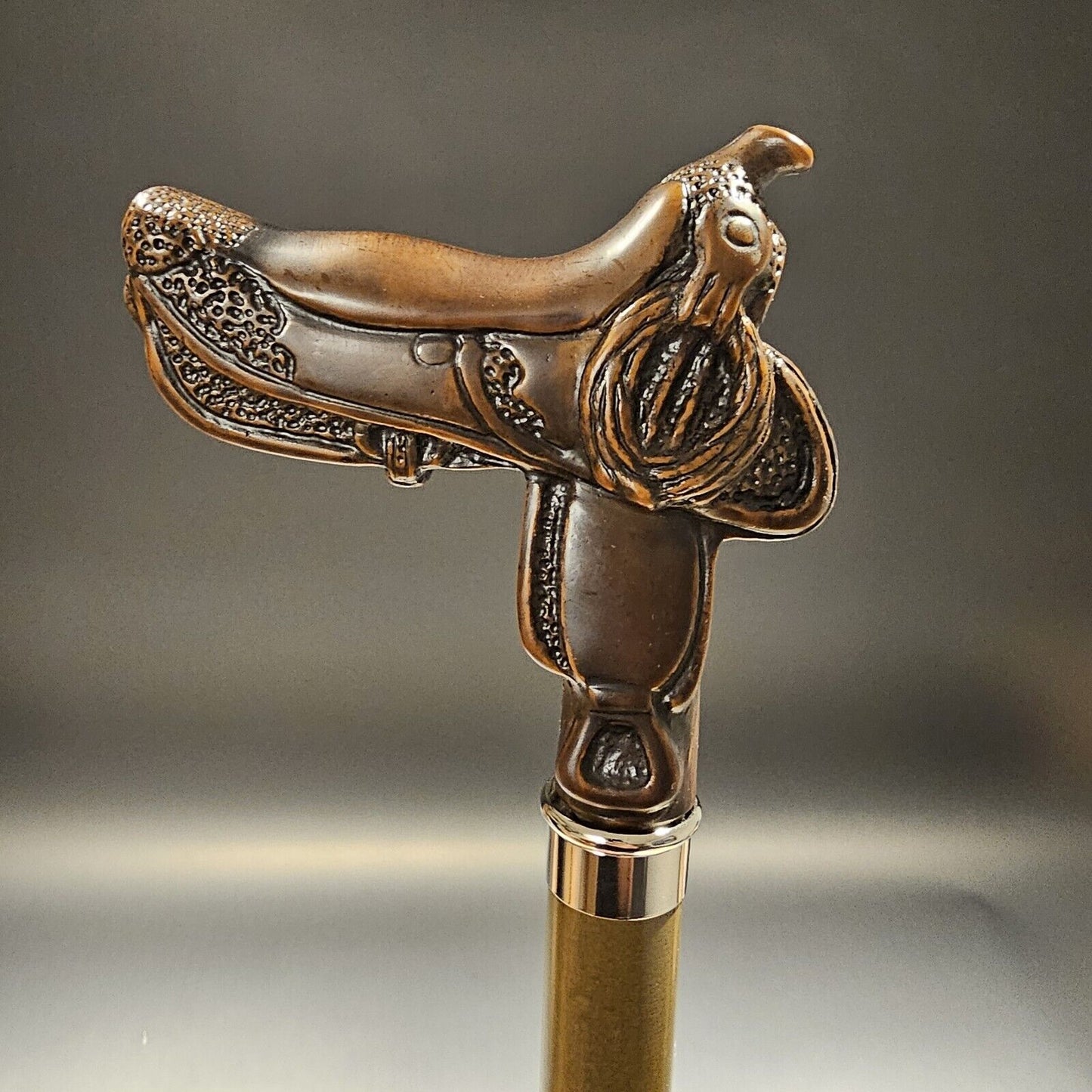 36" Antique Style Cowboy Saddle Derby Walking Stick Cane