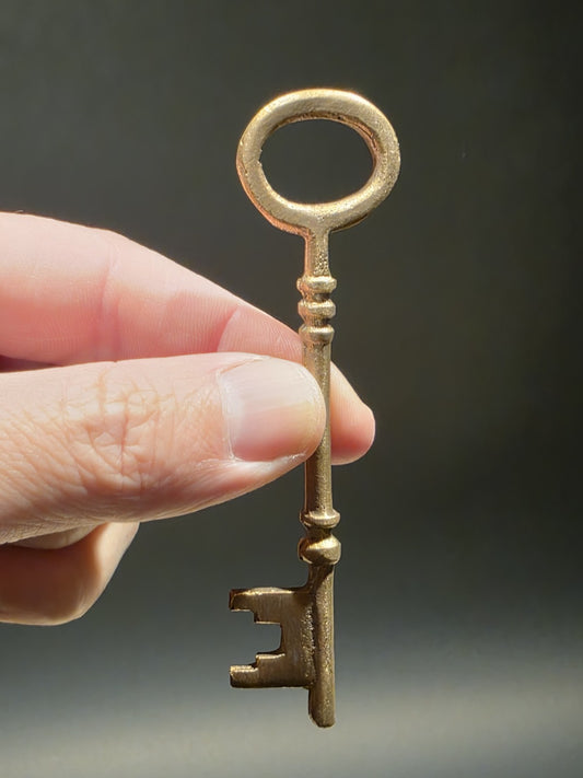 4" Antique Style Brass Large Skeleton Church Key