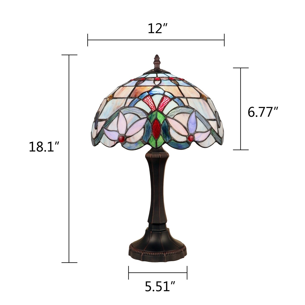 18" 1 light Antique Style Stained Glass Table Lamp