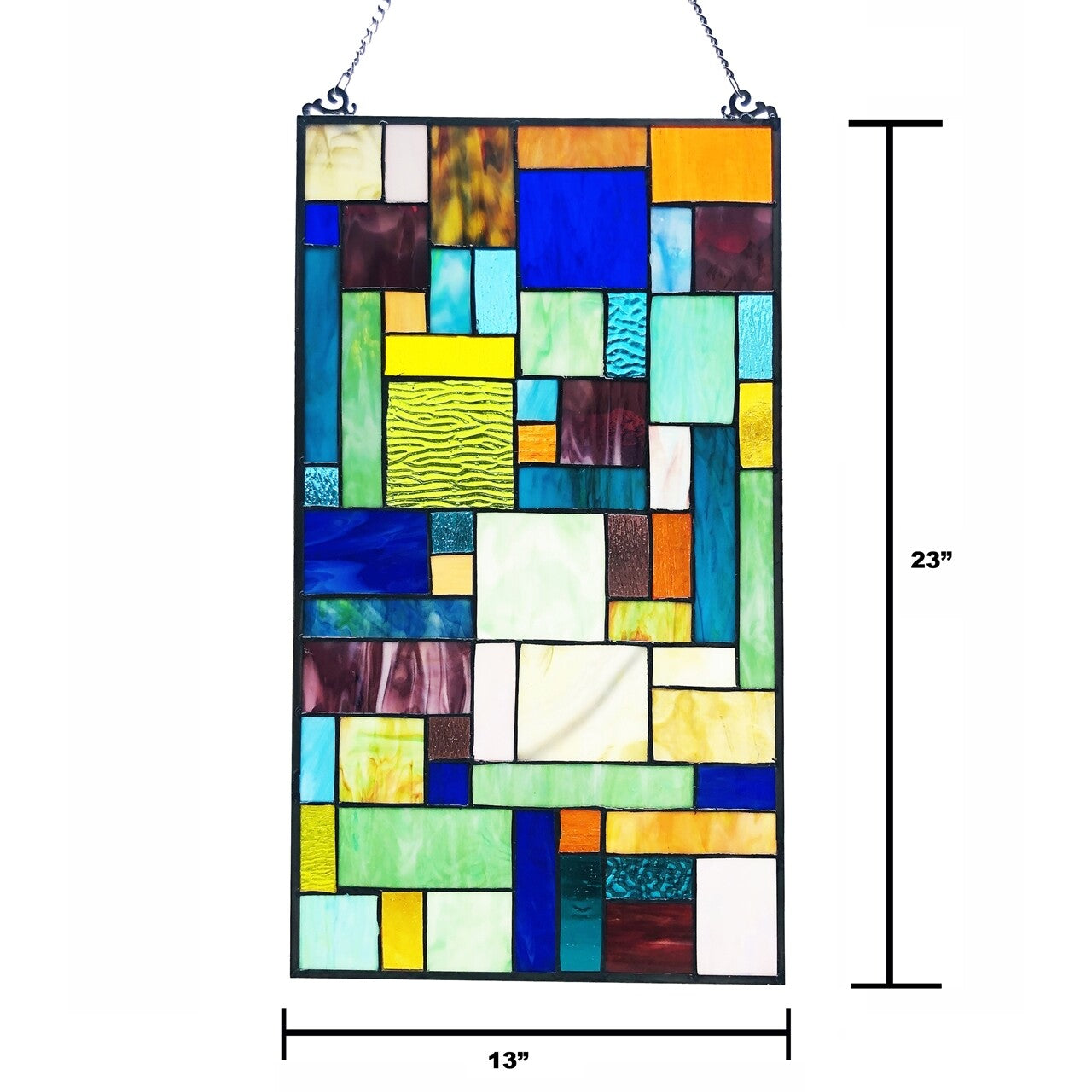 23" Geometric Stained Glass Window Hanging Panel Suncatcher