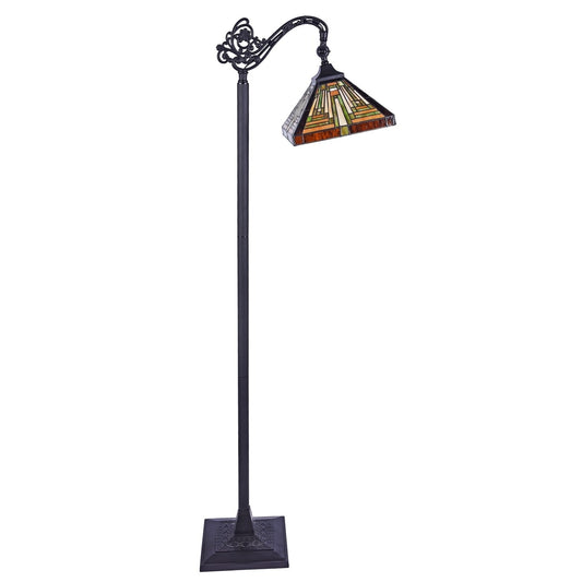 61.4" Antique Vintage Style Stained Glass Mission Reading Floor Lamp