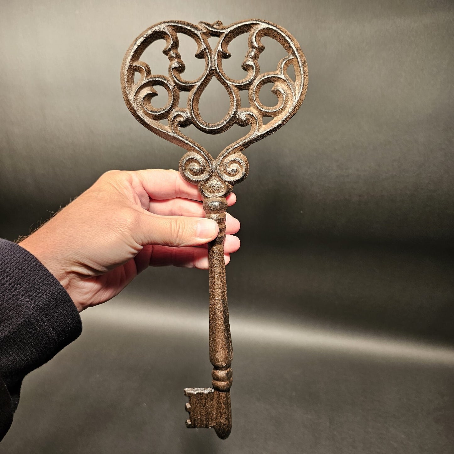 13" Antique Vintage Style Cast Iron Large Ornate Skeleton Key