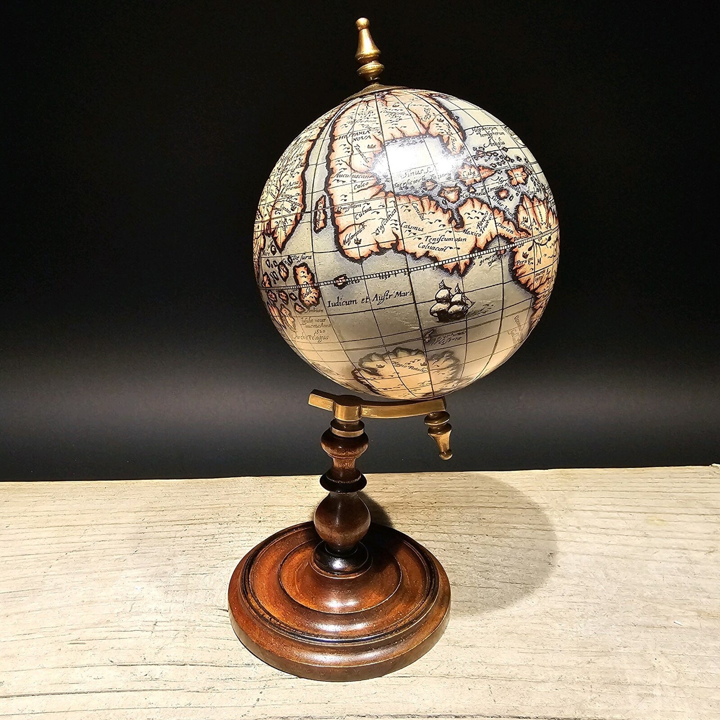 Old World Style 8" Globe w Turned Wood Stand