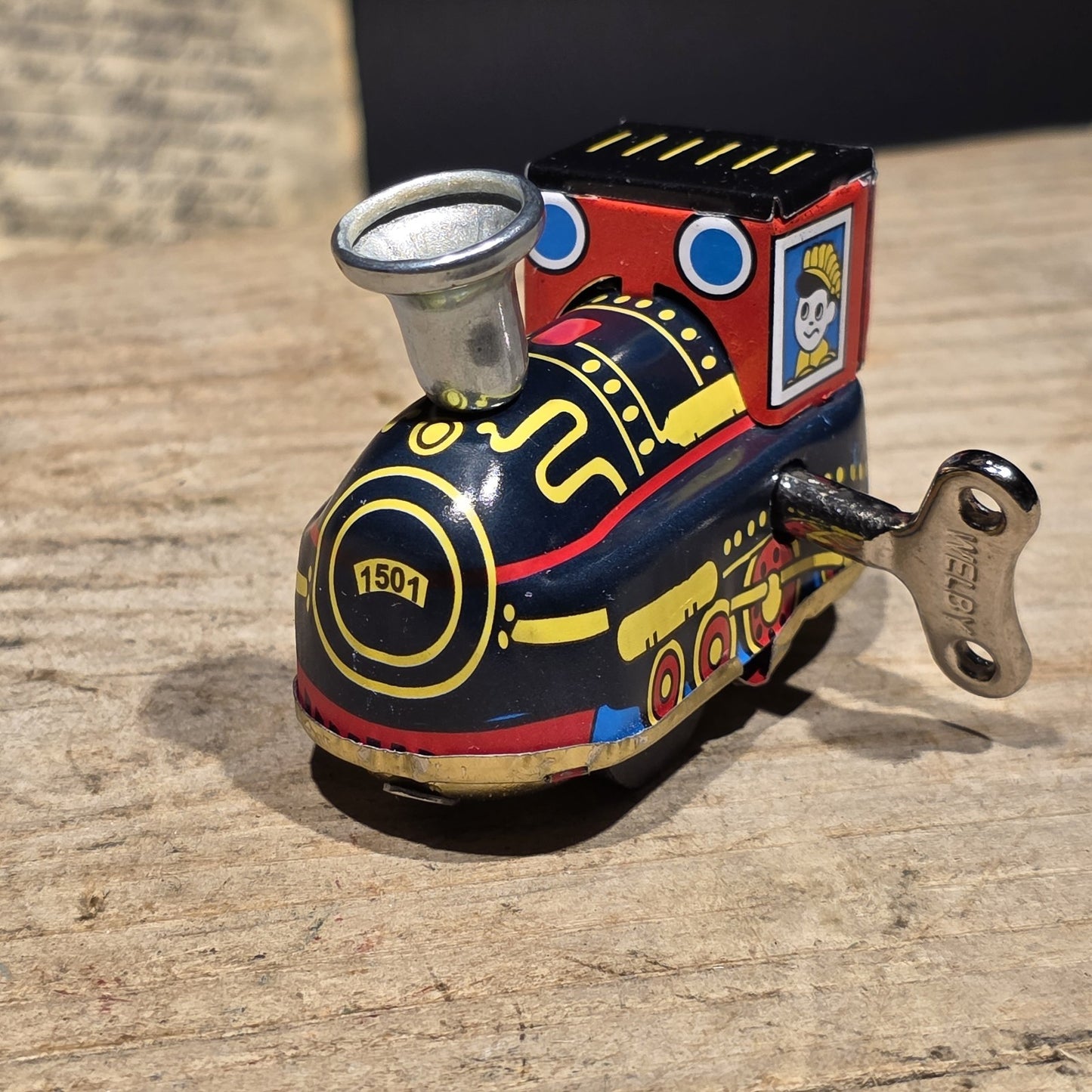 New Vintage Style Tin Litho Locomotive Toy Wind Up Train Engine