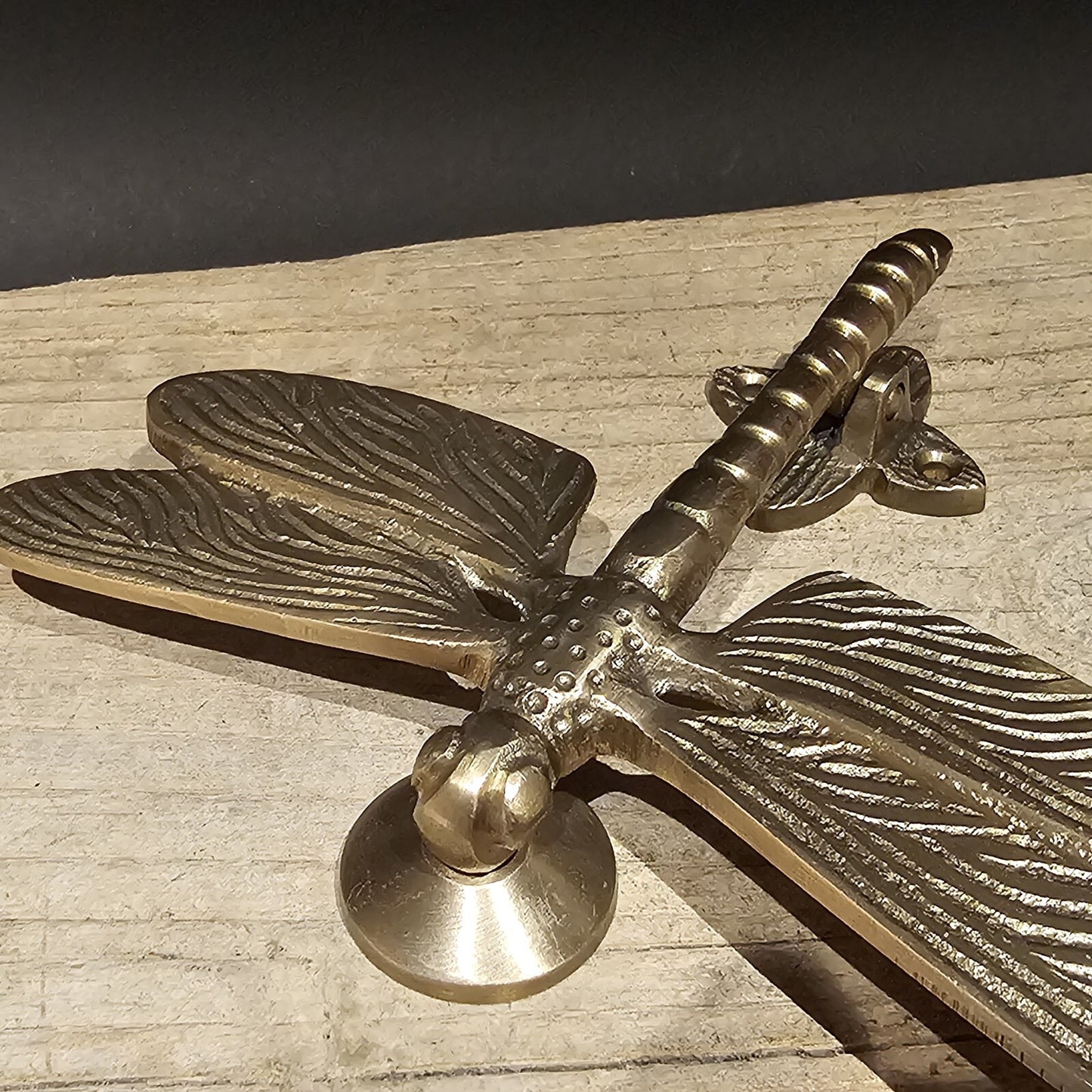 6-1/4" Antique Vintage Style Brass Dragonfly Door Knocker
