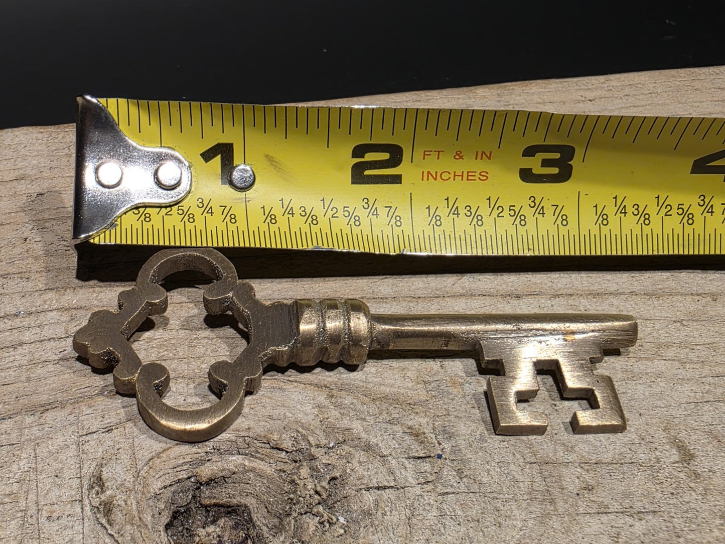3" Antique Style Brass Ornate Skeleton Church Key