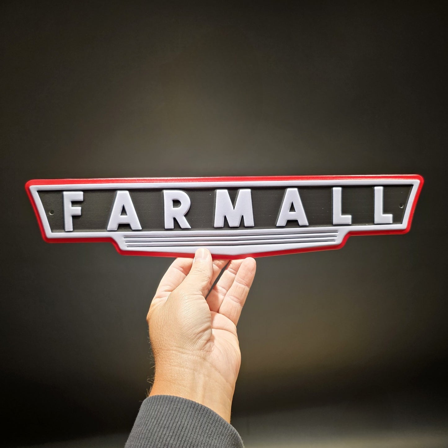 Metal Farmall Tractor Emblem Sign Vintage Style International Harvester Badge