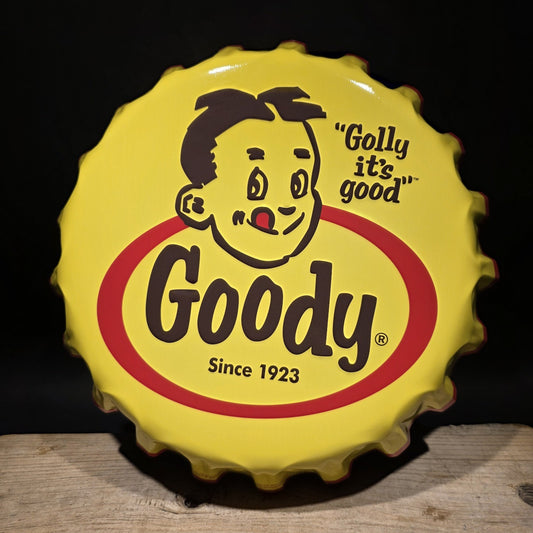15" Vintage Style Goody Bottle Cap Sign Embossed Soda Advertising Wall Decor