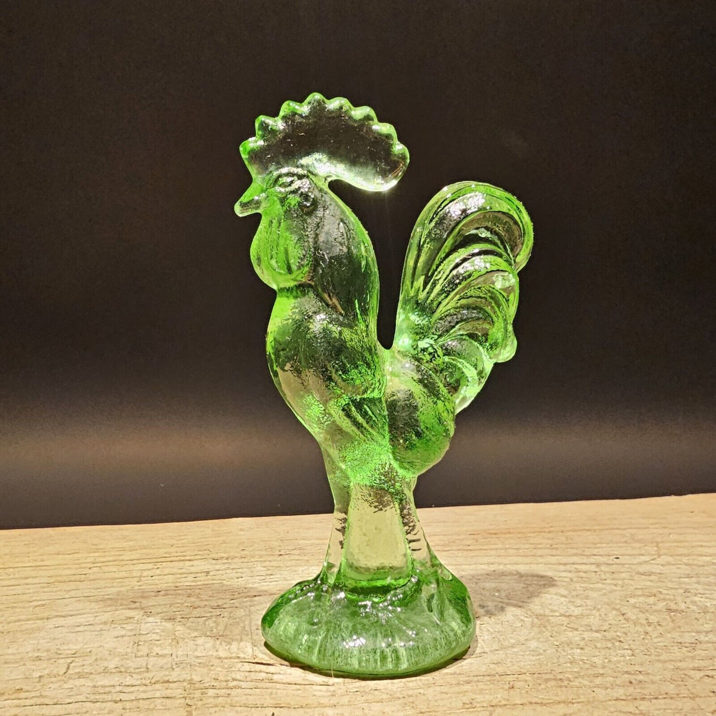 Antique Vintage Style Green Depression Glass Rooster Chicken