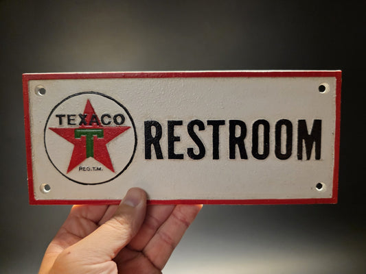 Antique Vintage Style Cast Iron Texaco Restroom Sign Plaque