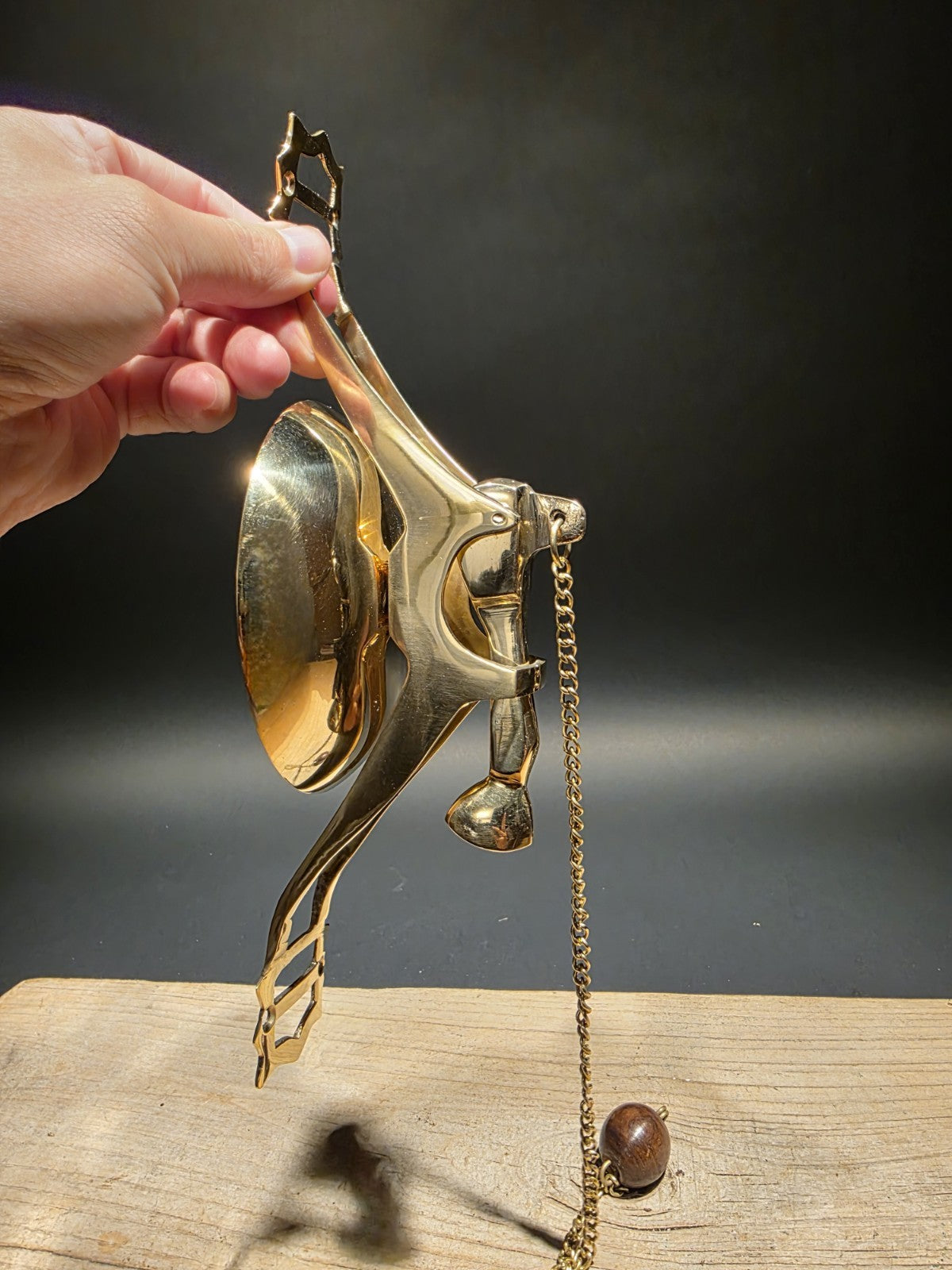 11" Antique Vintage Style Wall Mount Brass Pull Chain Door Bell