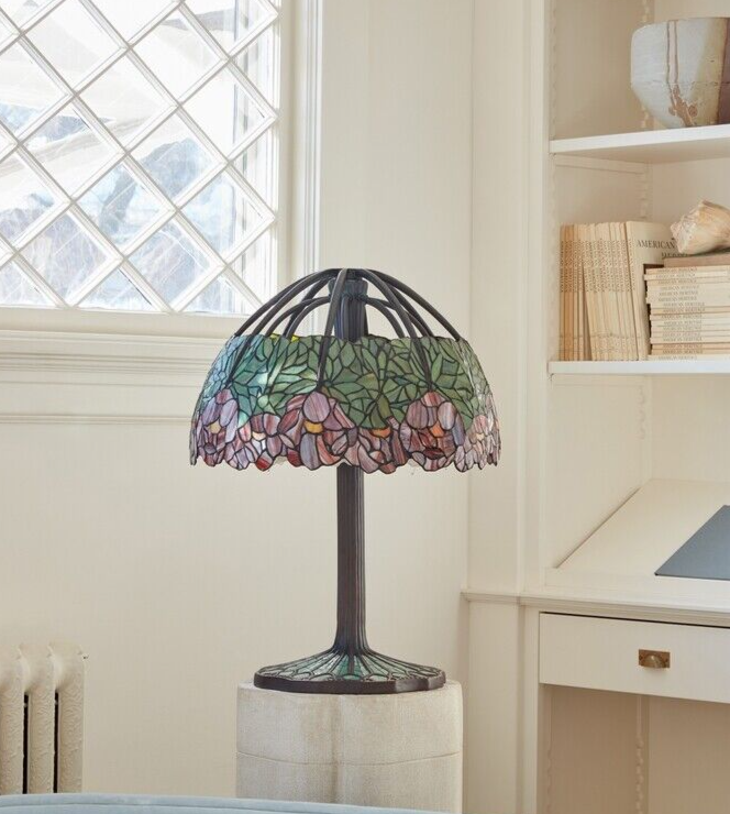 27"H Lotus Mosaic Base Stained Glass Table Lamp