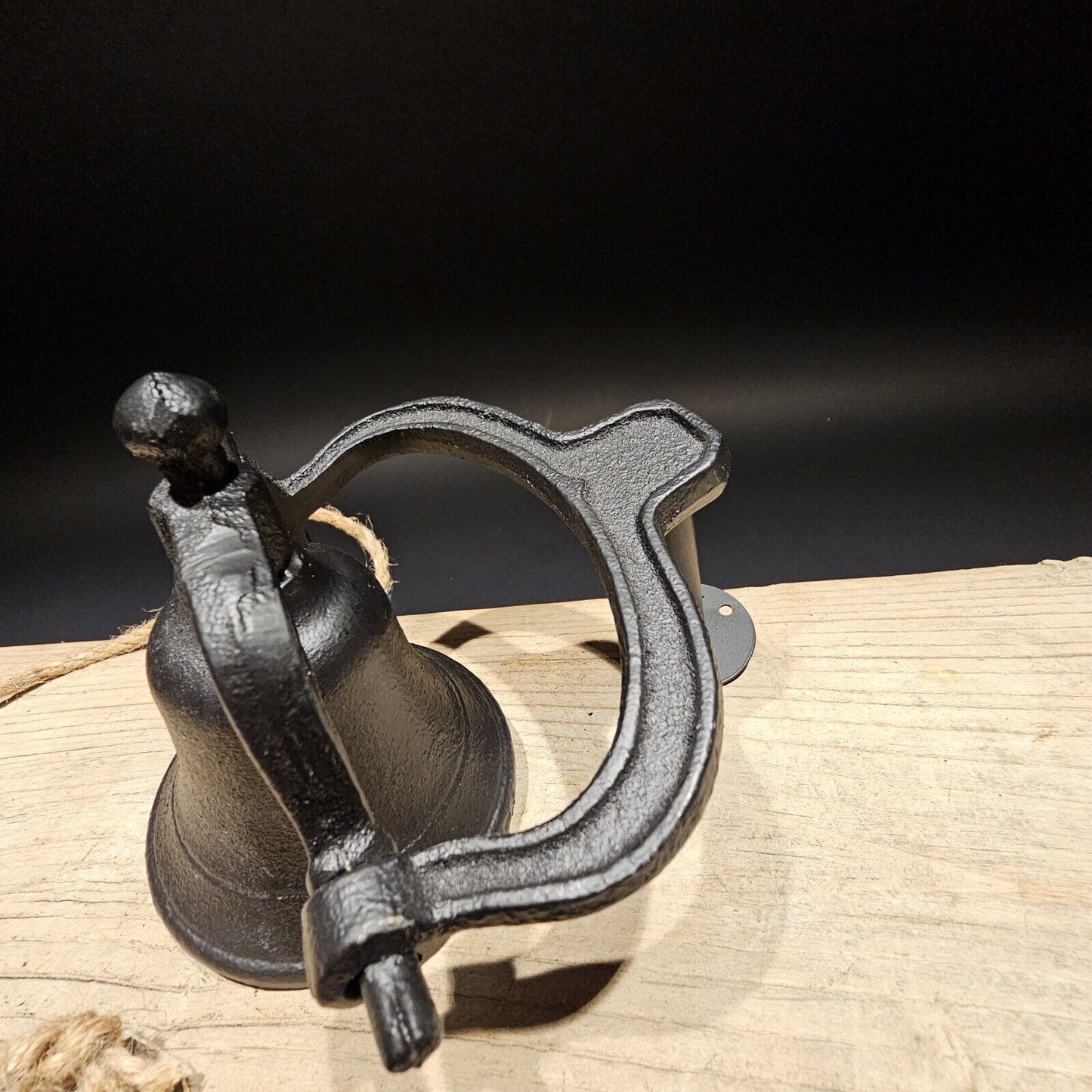 Antique Vintage Style Black Wall Mount Cast Iron Farm Bell