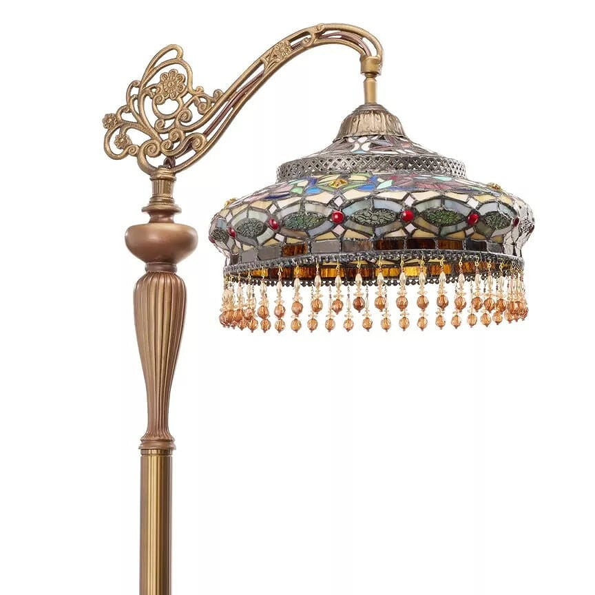 59" French Stained Glass Reading Floor Lamp