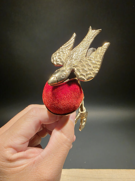 6" Brass Eagle Sewing Clamp Pin Cushion