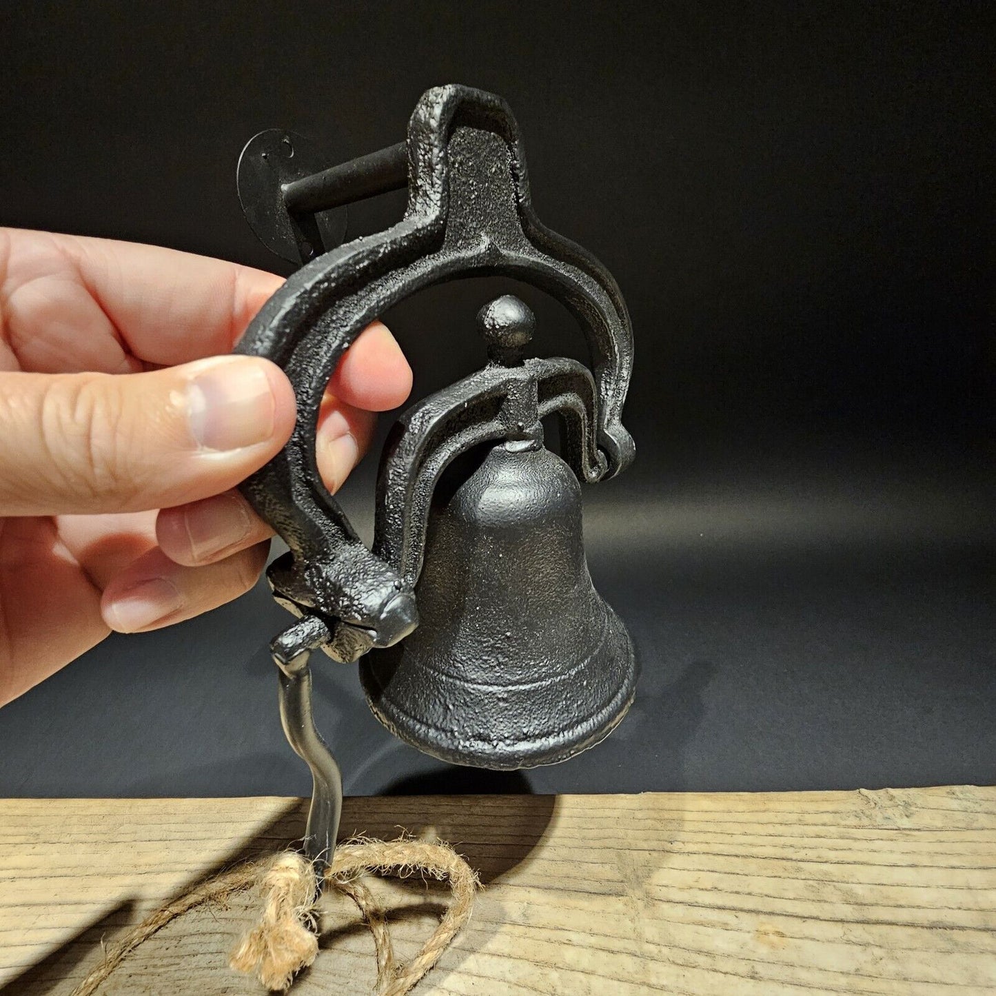 Antique Vintage Style Black Wall Mount Cast Iron Farm Bell