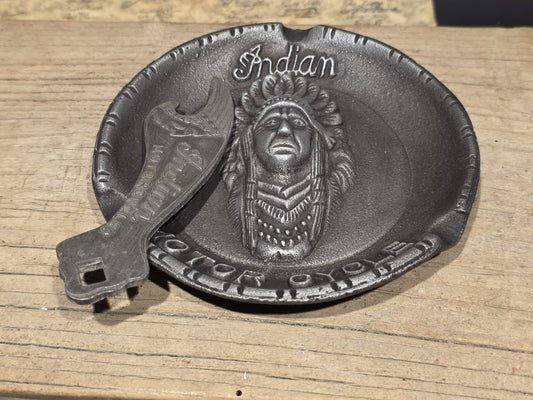 Vintage Style Indian Motorcycle Ash Tray and Bottle Opener Set