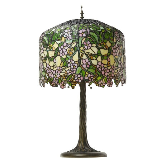 31.75" Cherry Blossoms Stained Glass Table Lamp
