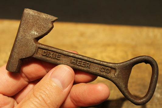 Antique Vintage Style Cast Iron Dixie Beer Bottle Opener Fireman Axe Hatchet
