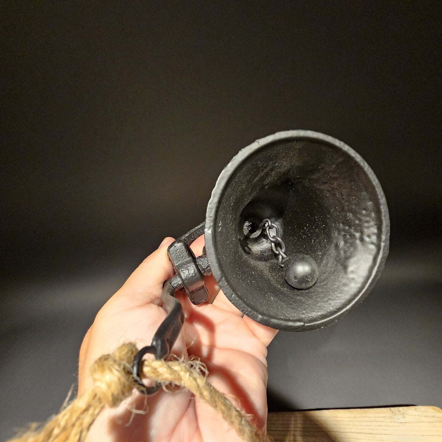 Antique Vintage Style Black Wall Mount Cast Iron Farm Bell