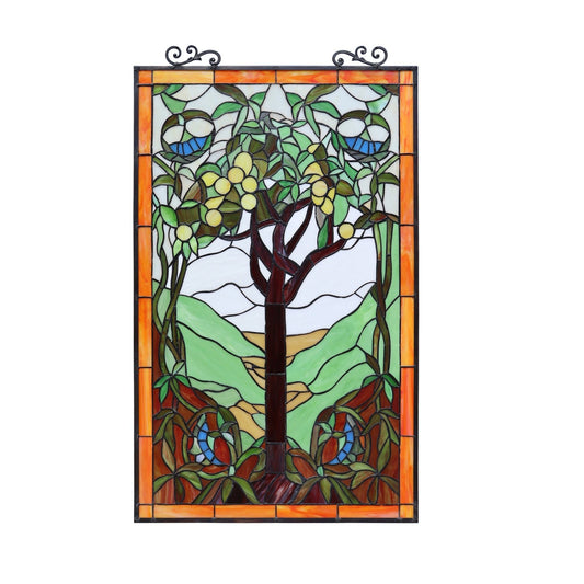 31.8" Tree Of Life Stained Glass Window Hanging Panel Suncatcher