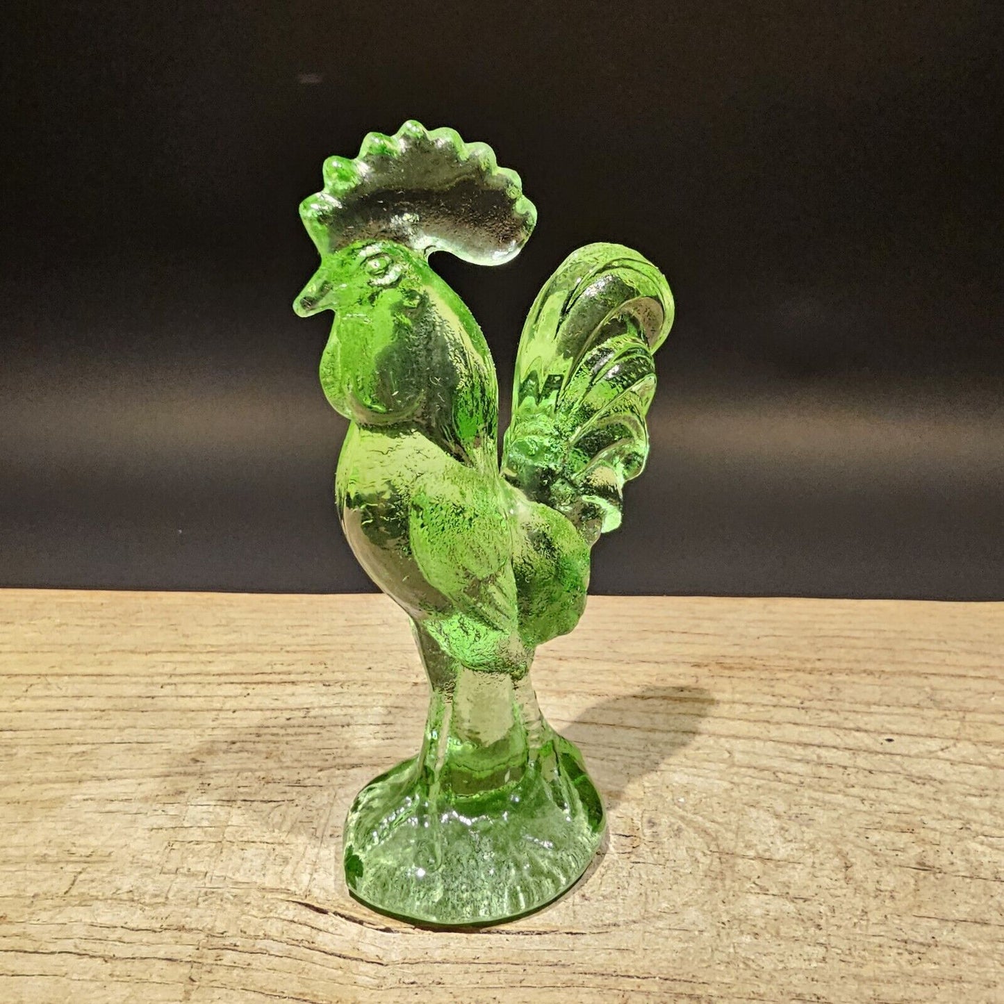 Antique Vintage Style Green Depression Glass Rooster Chicken